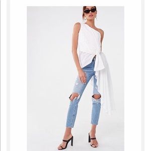 One shoulder Drapey top new without tag